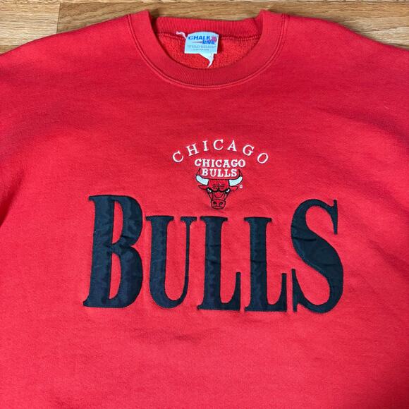 Vintage Chalk Line NBA Mens Chicago Bulls Embroidered Crewneck Sweatshirt Size L - Picture 2 of 4